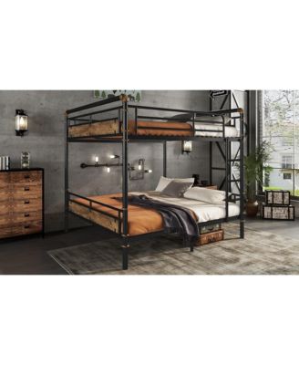 Queen Over Queen Black Metal Bunk Bed