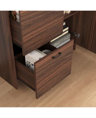 Fold-Up Desk Cabinet with Shelves and Storage