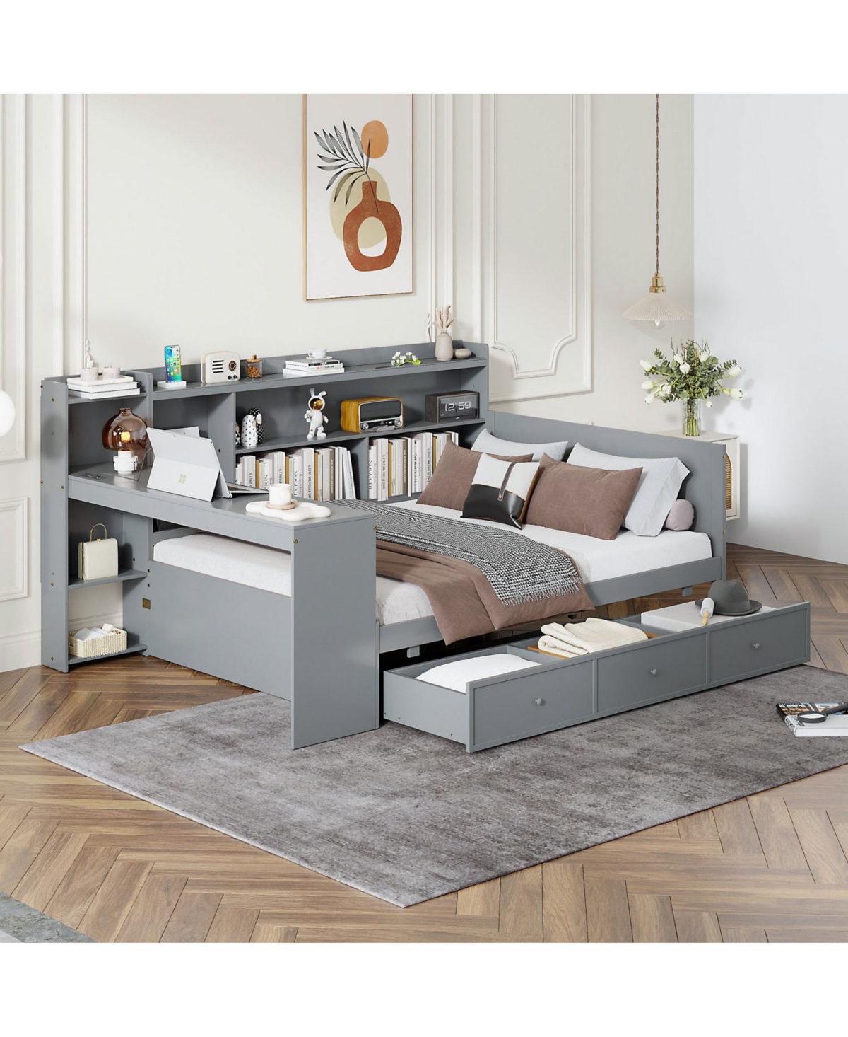 Streamdale Furniture Full Size Wooden Daybed With 3 Drawers