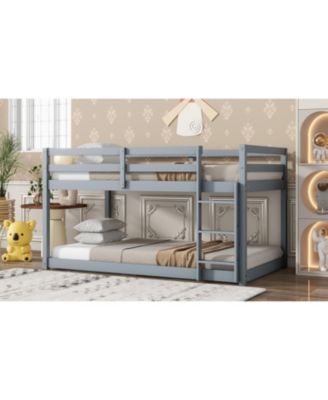 Twin over Twin Loft Bed with Ladder, Solid Wood