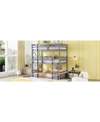 Streamdale Triple Twin Bunk Bed, Detachable, Rubber Wood