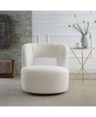  Swivelling Teddy Fabric Accent Chair, Perfect for Rooms & Waiting Areas