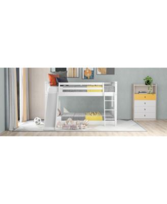 Twin over Twin Wood Convertible Slide and Ladder Bunk Bed