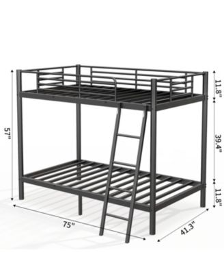 Metal Bunk Bed, Twin Over Twin Size