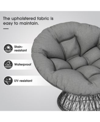 Ergonomic Wicker Chair with Plush Cushion, Durable Cover, Sturdy Frame, Smooth Swivel