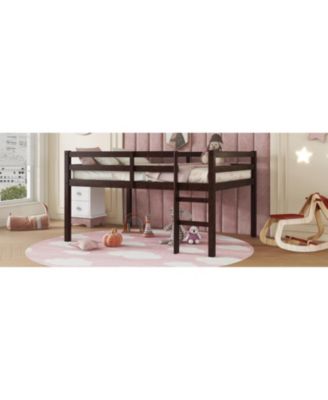 Full Rubber Wood Loft Bed with Ladder