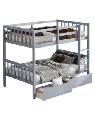  Twin Bunk Bed with 2 Drawers and Convertible Beds
