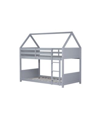 Twin-over-Twin Bunk Bed with Headboards, Guardrails, Ladder