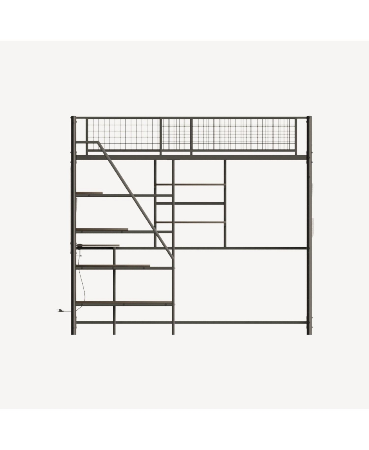 Streamdale Full size loft metal bed with black for bedroom and dormitory, with built-in charging station and Led lighting