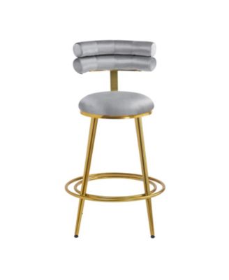  Modern Dark Gray Velvet Counter Stools (Set of 2