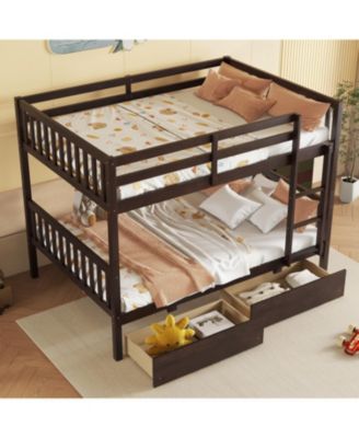 Streamdale Full-Size Bunk Bed with Drawers, Convertible to 2 Full Beds