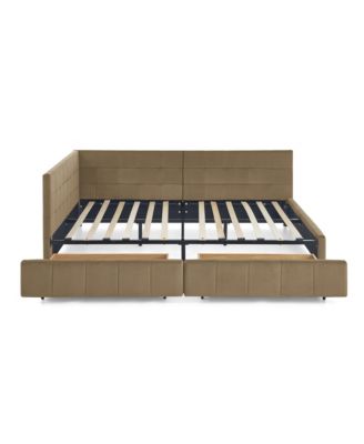 Upholstered Full Size Bed Frame with Velvet Backrest