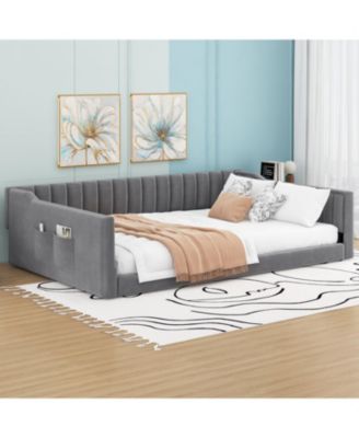  Full XL Size Upholstery Daybed and Side Storage Pocket