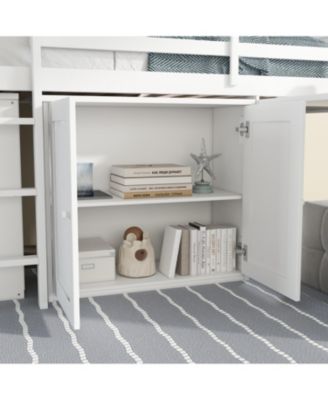 Multifunctional Loft Bed with Desk, Storage, Ladder, and Safety Rail