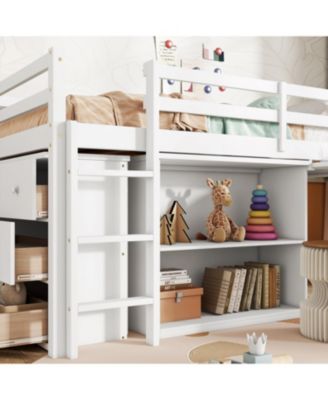  Multifunctional Loft Bed with Storage, Desk, and Safety Features