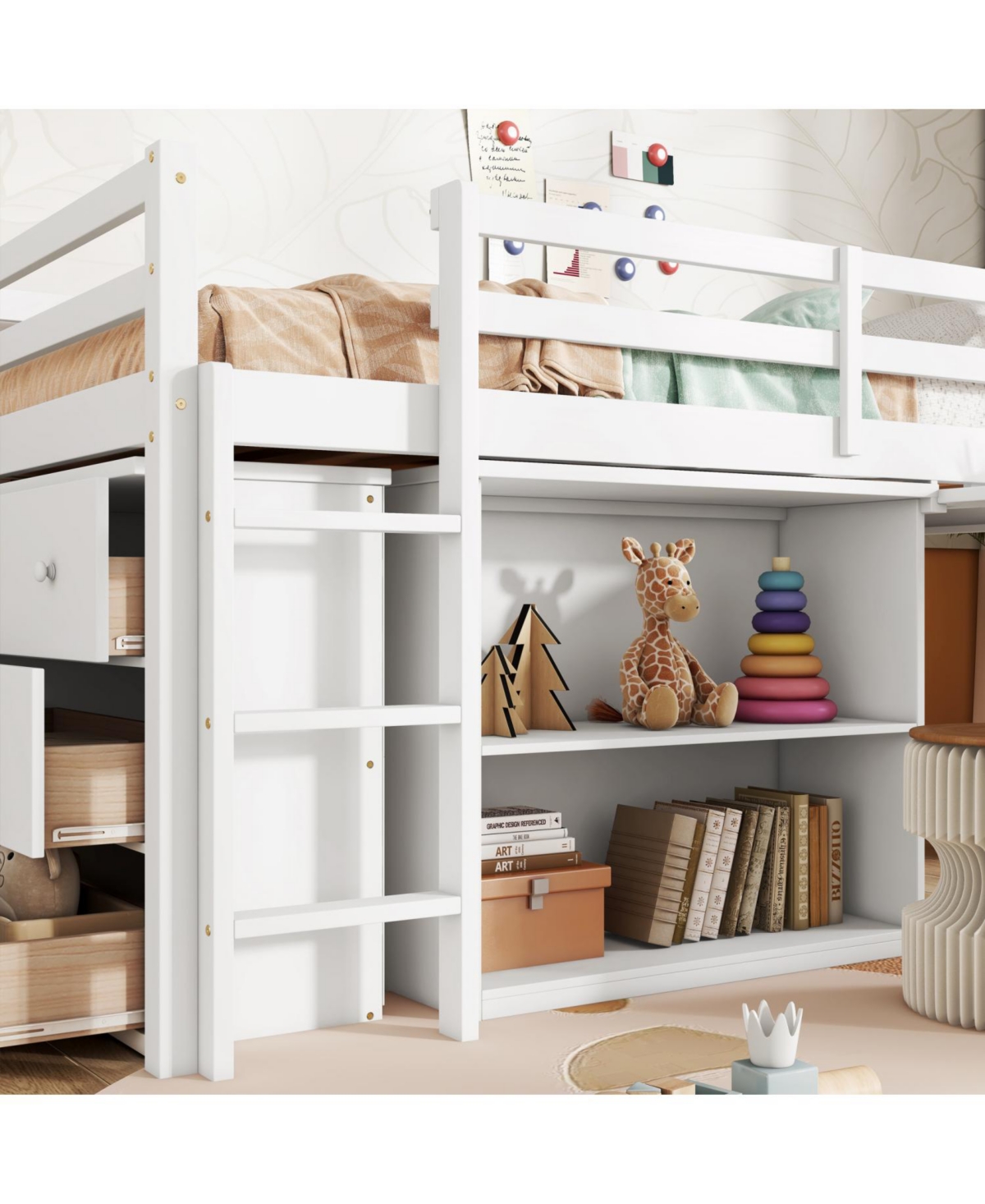 Streamdale Furniture Multifunctional Loft Bed with Storage, Desk, and Safety Features