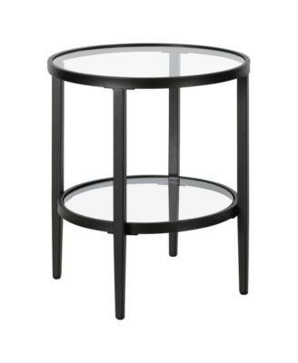 Hera 20" Wide Round Side Table with Glass Shelf