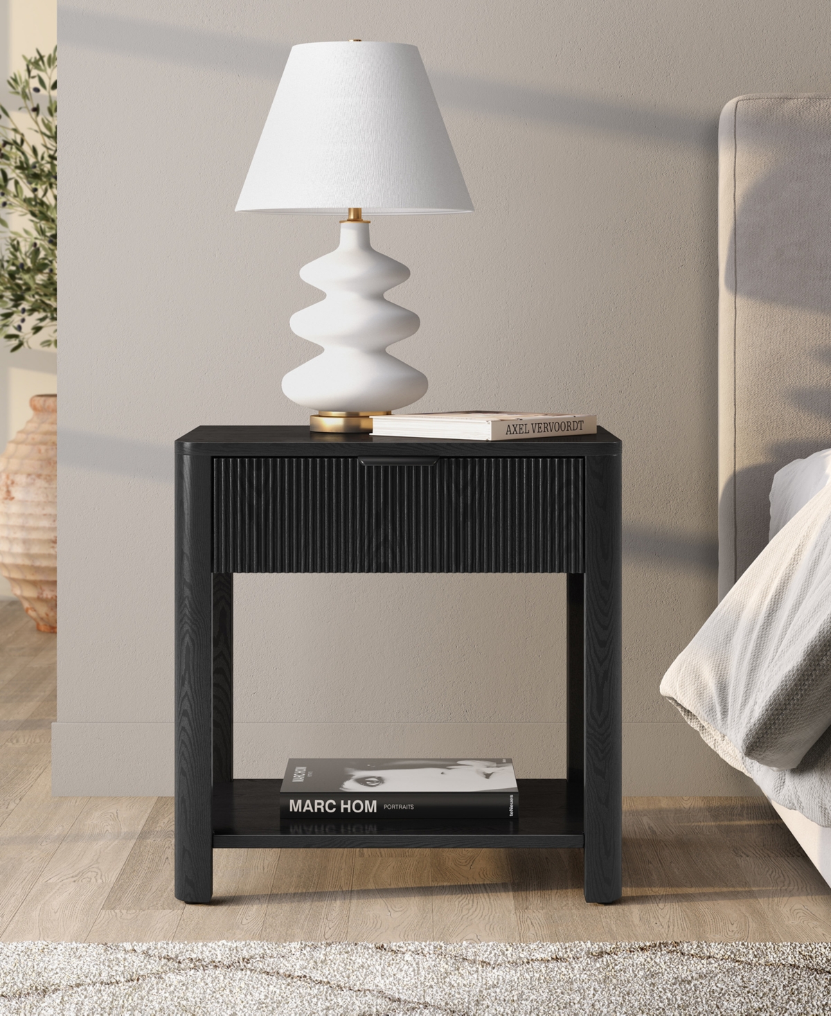Hudson & Canal Pomona 24" Wide Rectangular Fluted Nightstand