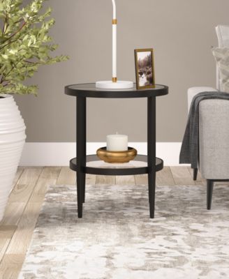 Hera 20" Wide Round Side Table with Glass Shelf