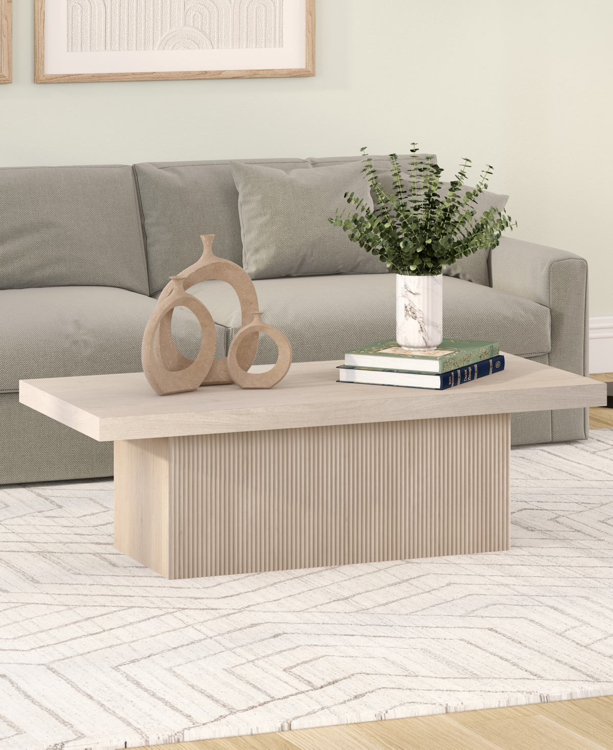 Hudson & Canal Torren 48" Wide Rectangular Fluted Coffee Table