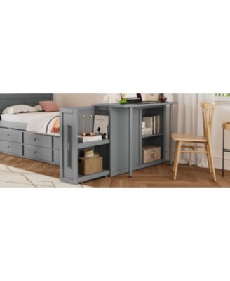 Twin Platform Bed with Desk, Trundle, Shelf, and Drawers