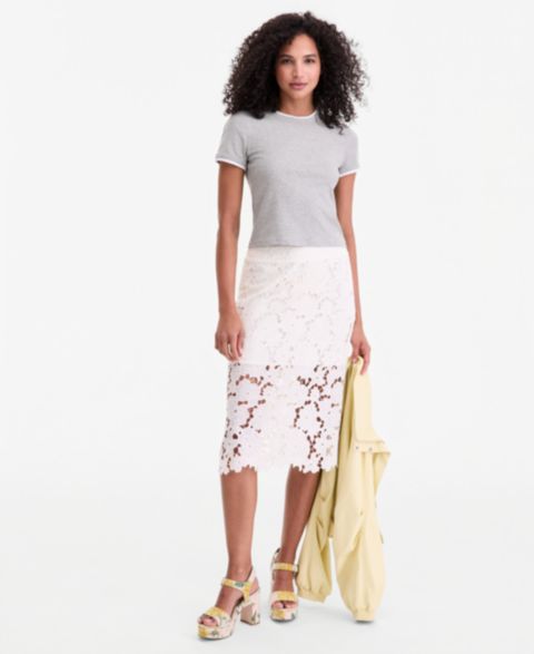 Женская юбка On 34th Lace Midi, цвет: Зимняя слоновая кость