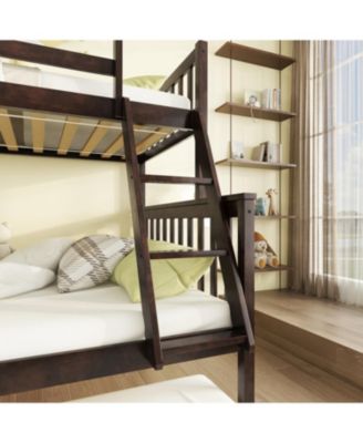 Twin over Full Bunk Bed with Trundle and Ladder, Espresso