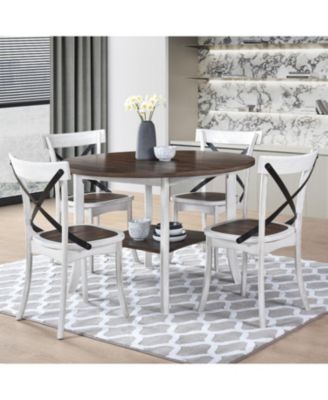 Round Dining Table With Shelf Height 30 inch Modern Farmhouse Retro Design