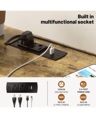 Twin Loft Bed with Desk and Charging Station, Black