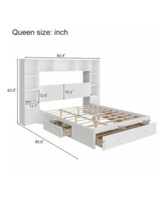 Pine Platform Bed with Storage & Charging