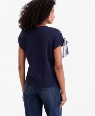 Women's Lace-Up Shoulder Muscle T-Shirt