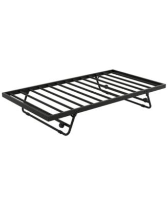 Twin Size Metal Daybed with LED and Adjustable Trundle Pop Up Trundle