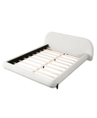 Upholstered Bed Frame with Boucle Fabric and Steel Legs