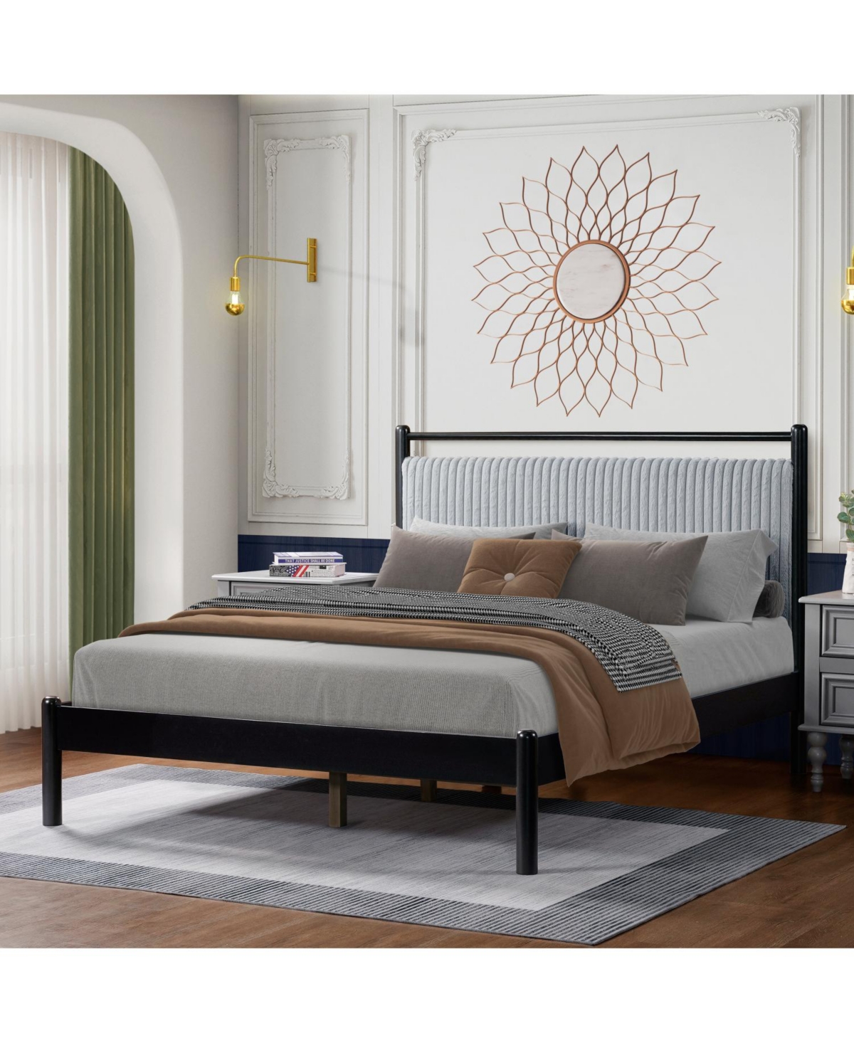 Streamdale Furniture Wood Bed Frame with Headboard Frame