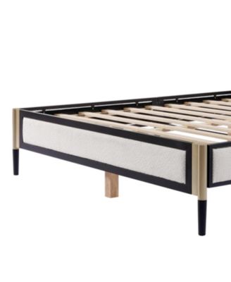 Queen Bed with Boucle fabric Headboard Frame