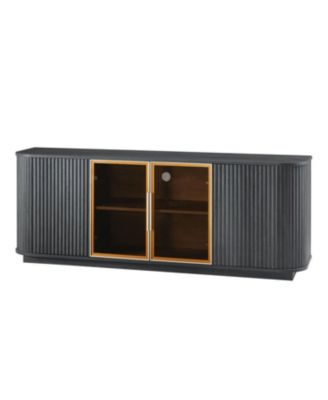 64" Wavy TV Cabinet with Tempered Glass Door