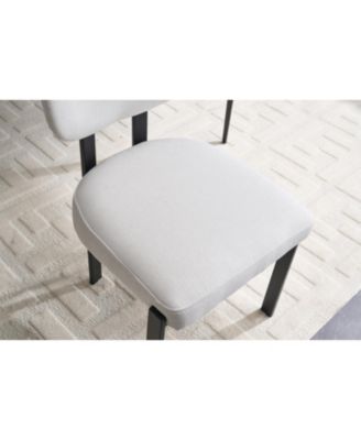 Boucle Dining Chairs Set of 2 Black Metal Legs