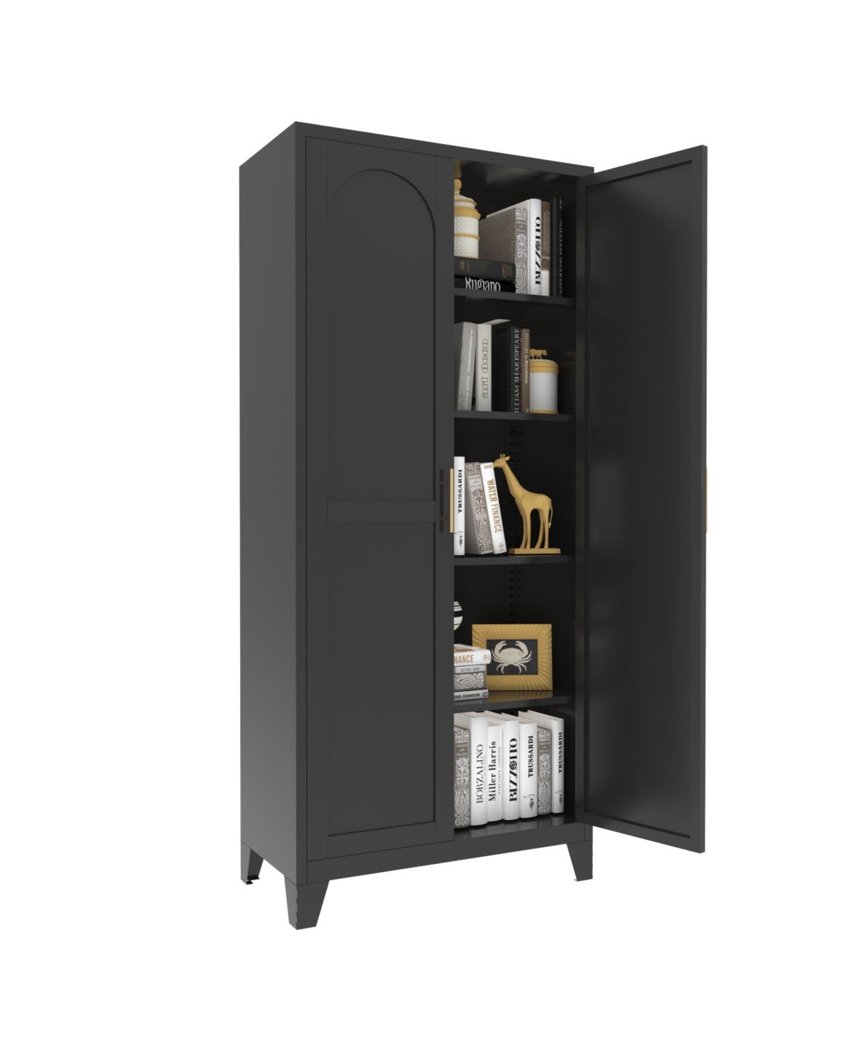 Streamdale Furniture 71" Metal Storage Cabinet with Doors & Adjustable Shelves (Black)