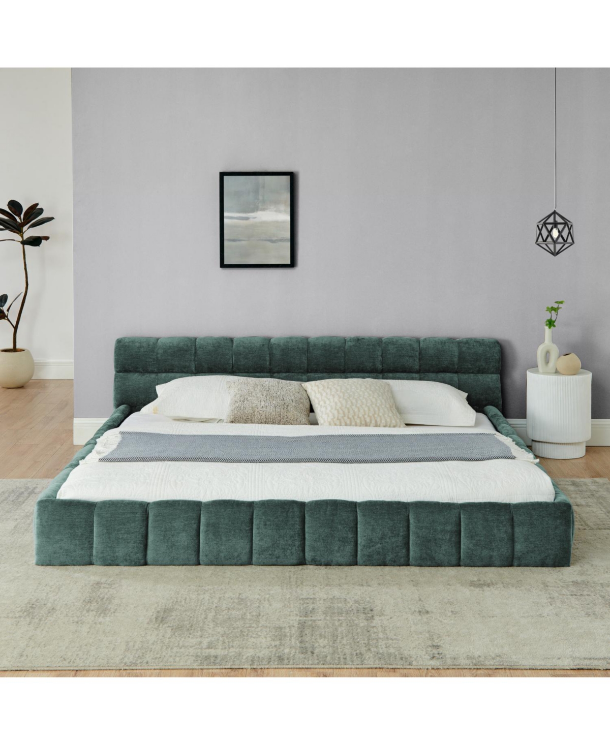 Streamdale Furniture King Upholstered Platform Bed Frame