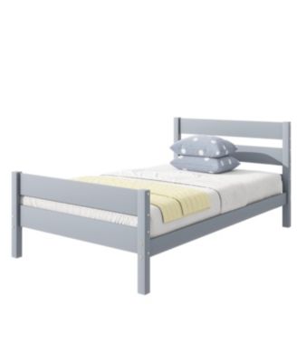 Twin Bed with Headboard and Footboard Rubber Wood Bed