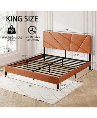 King Metal Bed Frame - Square Platform