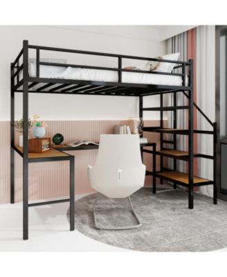 Streamdale Loft Bed with L-Desk, Storage, Stairs & Railing