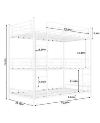 Heavy-Duty Triple Bunk Bed w/ Ladder & Rail bed frames