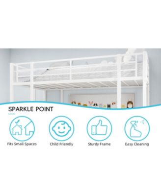 Iron Loft Bed with L-Shaped Desk and Stairs