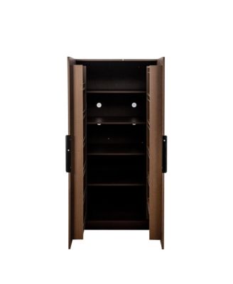 Walnut Kitchen Pantry Cabinet with Doors & Shelves