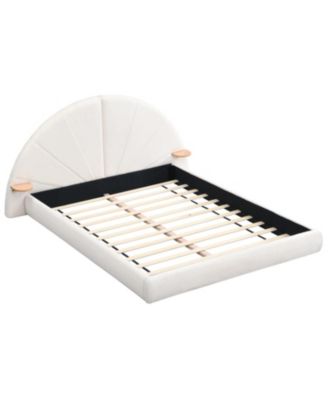 Unique Arched Boucle Bed with Small Table, Queen