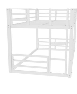  Triple Twin XL Metal Bunk Bed with Guardrails