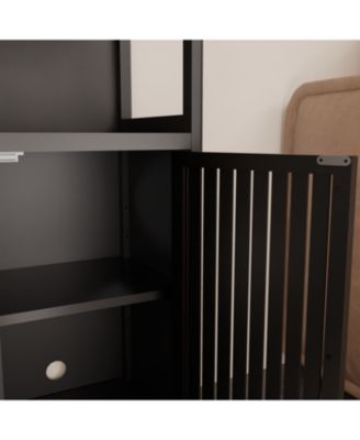 Black Linen Tower Bamboo Cabinet