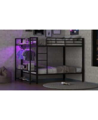 Streamdale Metal Bunk Bed with Storage, LED Light