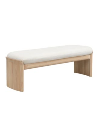  51.5 Inch Beige Rubber Wood Footstool For Bedroom and Living Room